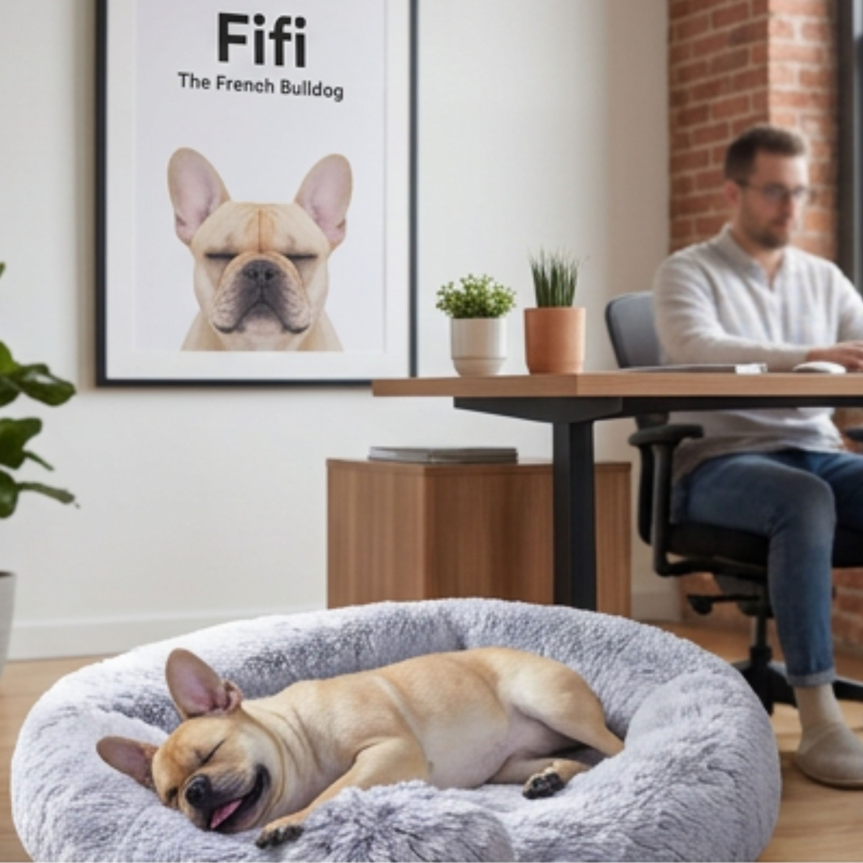 Fifi supervising the website build from her floor office
